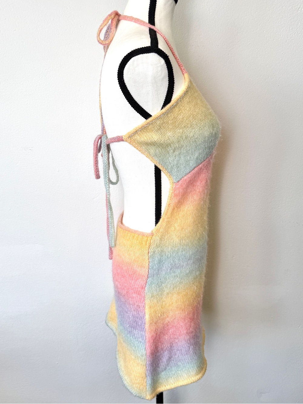 Frankies Bikinis Debbie Knit Dress Cotton Candy Pastel Rainbow Halter Mini Small - Picture 11 of 11
